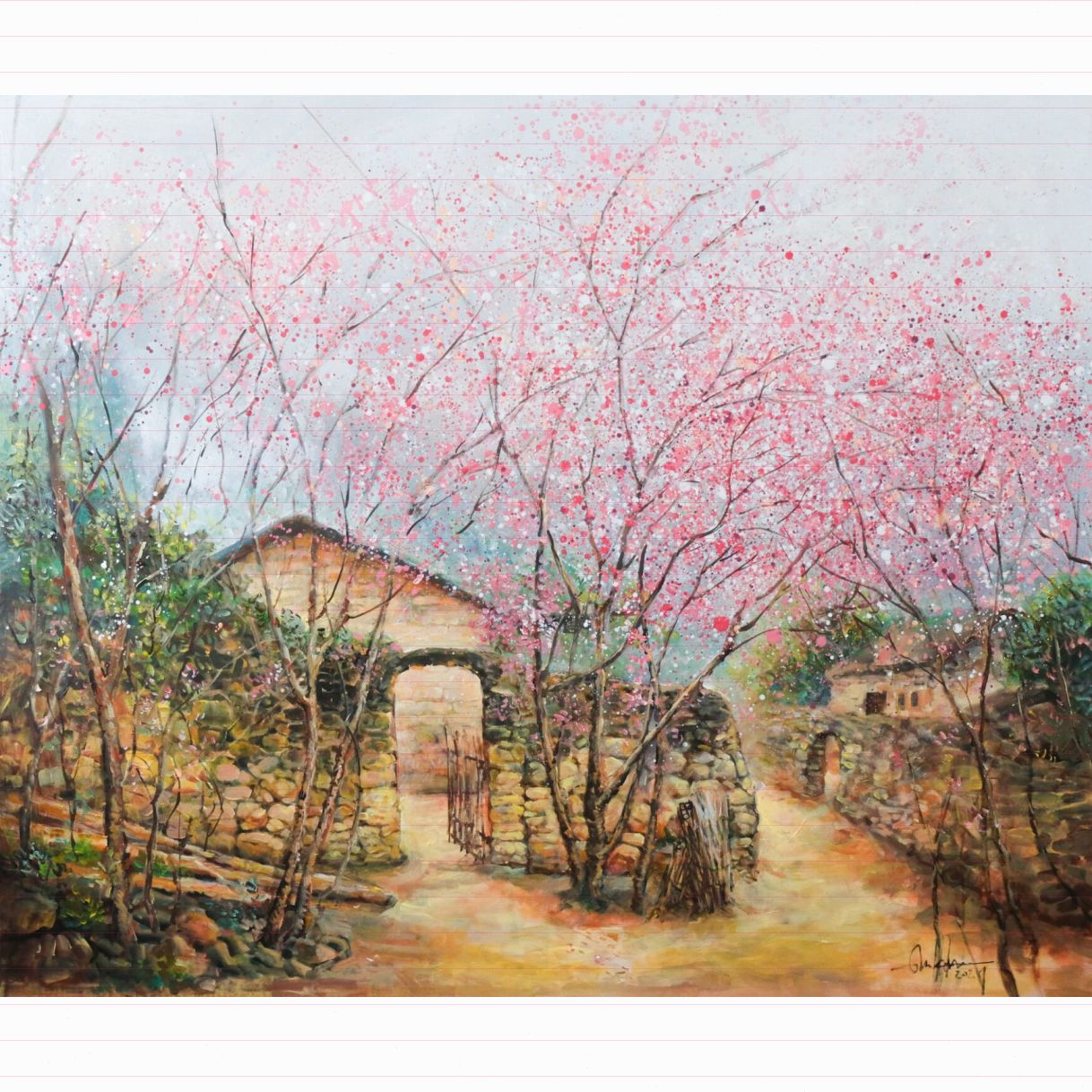 Tranh Nghệ Thuật Chốn Yên Bình Acrylic Vải Toan 100x120cm Đẹp 