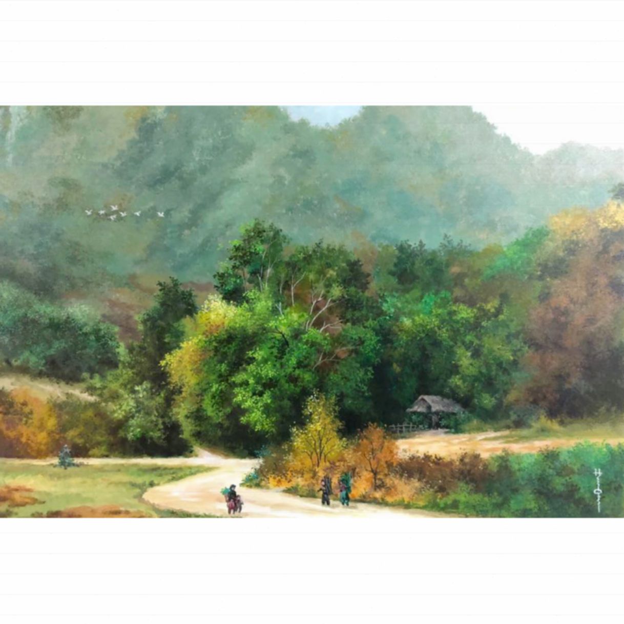Tranh Phong Cảnh Bình Yên acrylic 60x90cm sang trọng có giấy quyền tác giả 