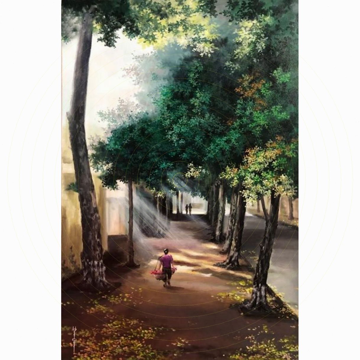 Tranh Phong Cảnh Nắng Sớm Mùa Thu Acrylic 60x90cm Độc Bản 