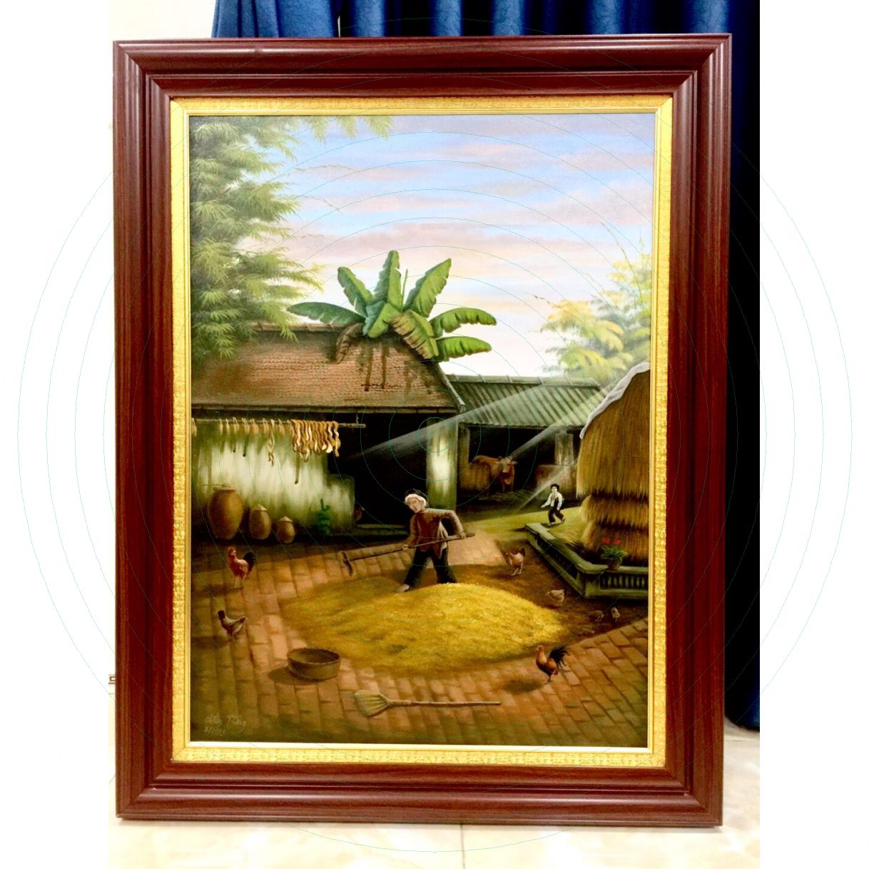 Tranh Nghệ Thuật Hạt Vàng Ngoại Acrylic 63x83cm Khung Sang Trọng 