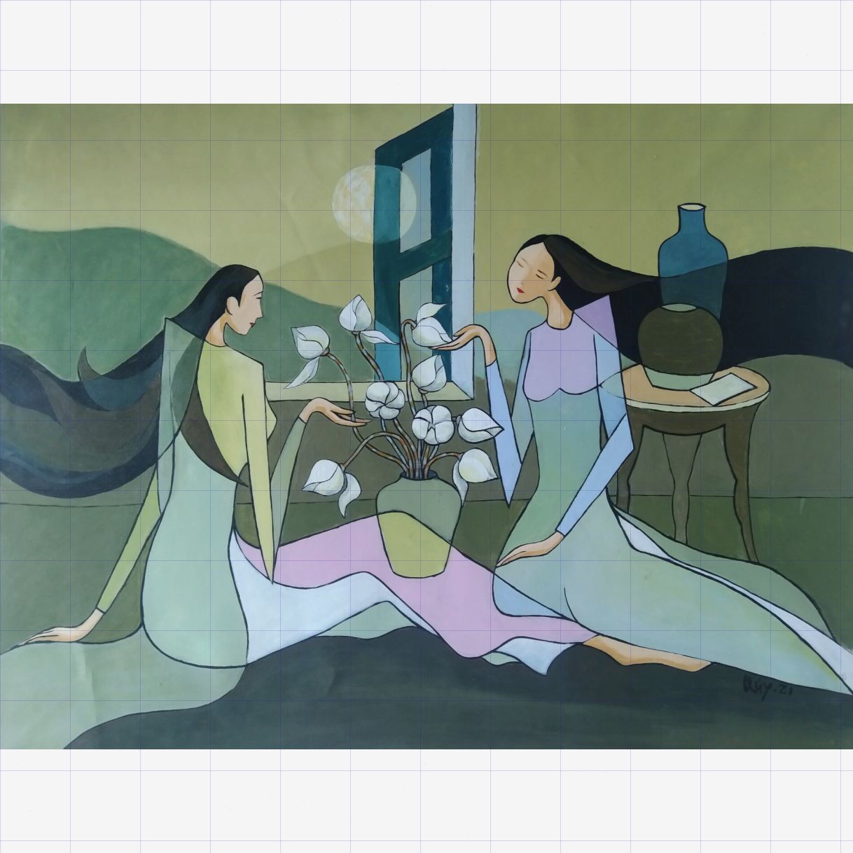 Tranh Nghệ Thuật Bên Cửa Acrylic 80x100cm Độc Bản Tinh Tế 