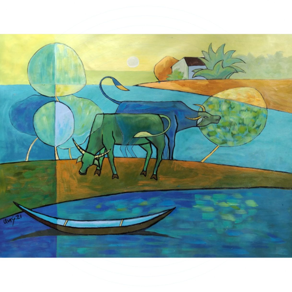 Tranh Nghệ Thuật Nét Quê Acrylic 80x100cm 