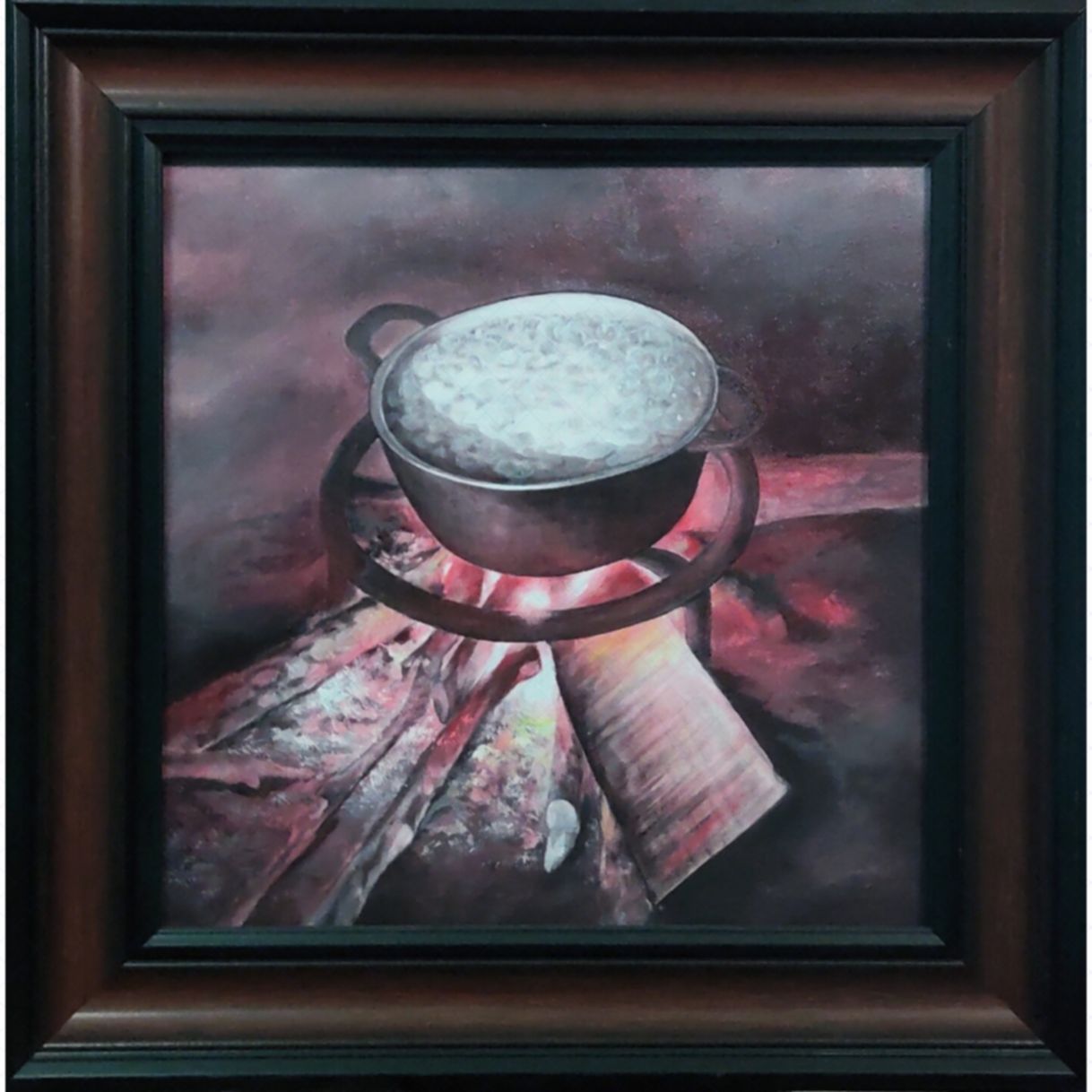 Tranh Sơn Dầu Nhớ Cơm Mẹ Nấu 40x40cm Độc Bản Có Giấy Phép 