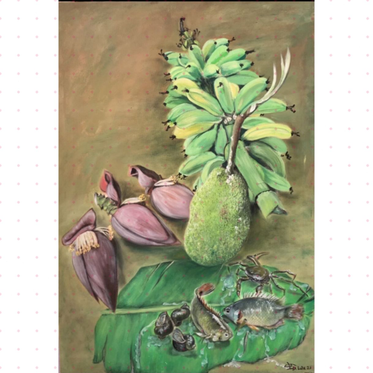 Tranh Sơn Dầu Đạm Bạc Quê Nhà Vải Toan 57x82cm 