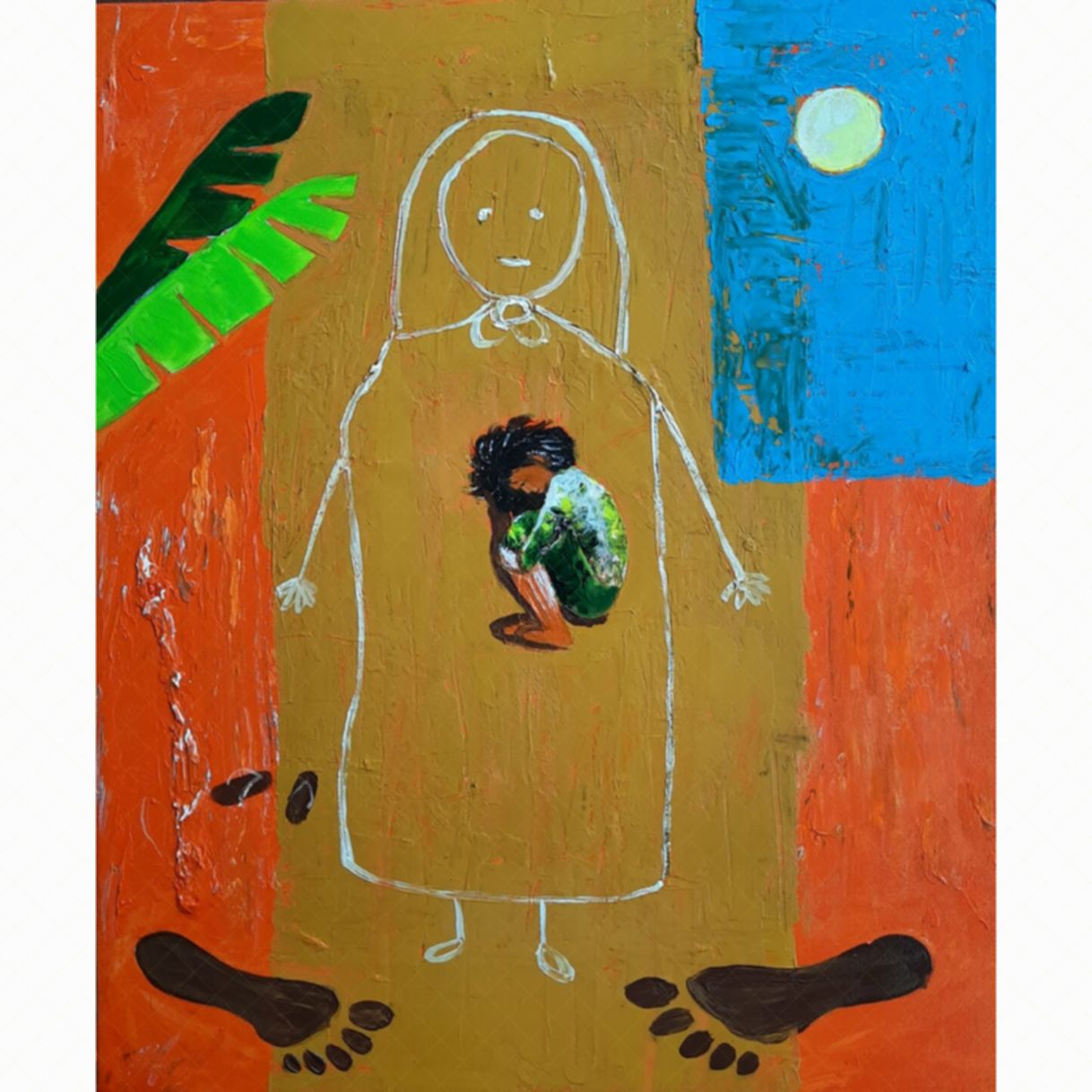 Tranh Nghệ Thuật Nhớ Mẹ Acrylic Độc Bản 40x47cm Có Giấy Phép 