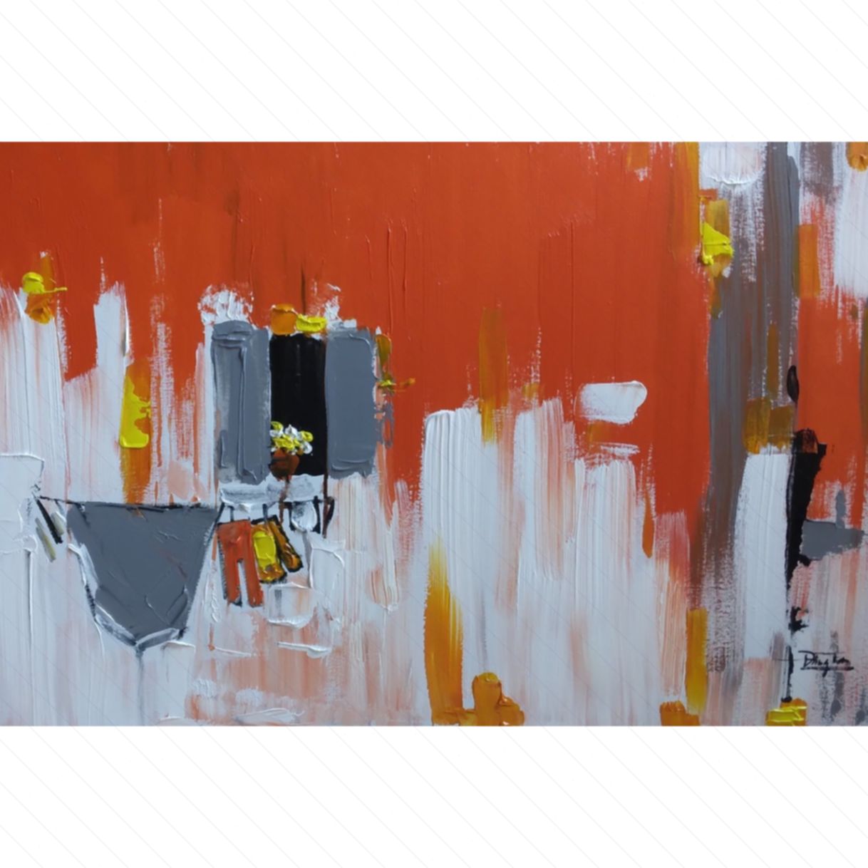 Tranh Nghệ Thuật Bên Khung Cửa Acrylic Toan 90x60cm Độc Bản 