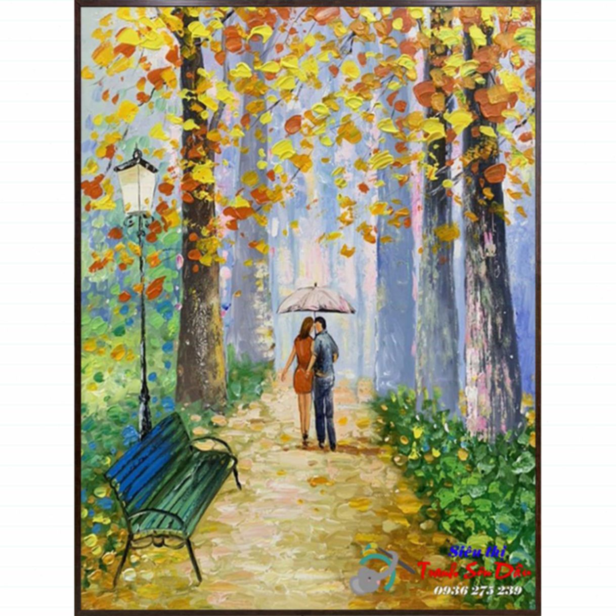 Tranh Đôi Tình Nhân THD018 Sơn Dầu Canvas Khung Composite 80x100cm 