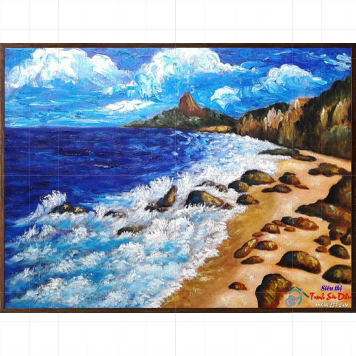 Tranh Sơn Dầu Bãi Biển 90x60cm Vải Canvas Cao Cấp 