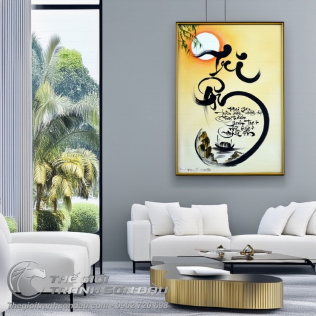 Tranh Thư Pháp Tri Ân Nghĩa Ơn Sơn Dầu Đẹp 