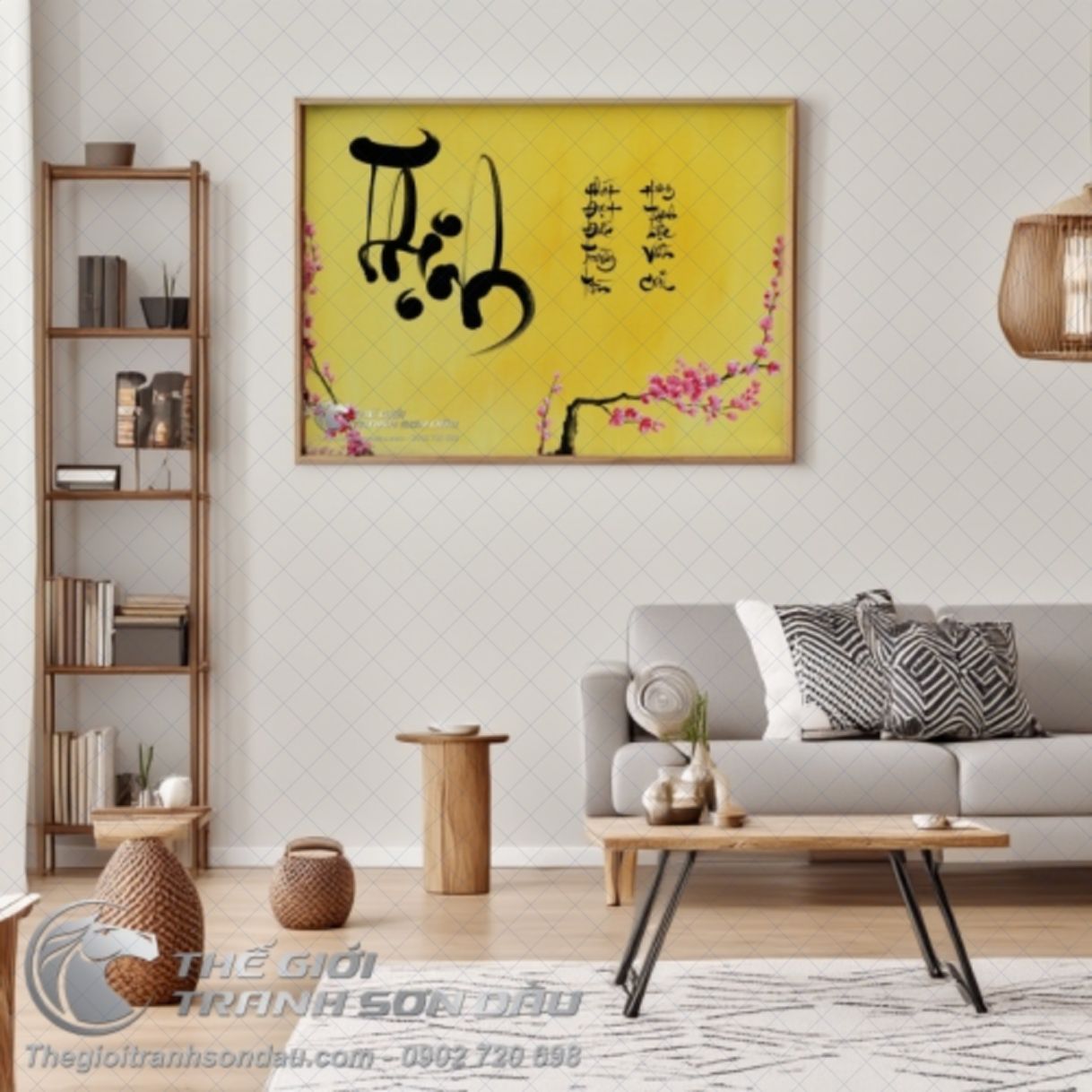 Tranh Thư Pháp Hưng Thịnh Lộc Vĩnh Cửu Sơn Dầu Kích Thước Đa Dạng 