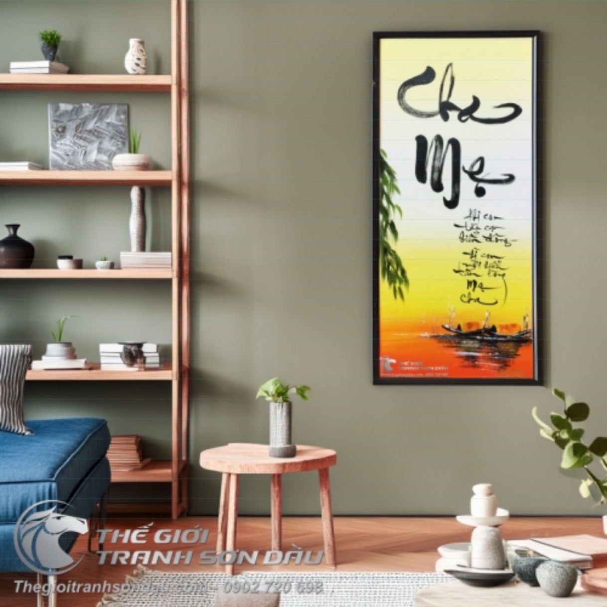 Tranh Thư Pháp Cha Mẹ Sơn Dầu Kích Thước Lớn Đa Sắc 