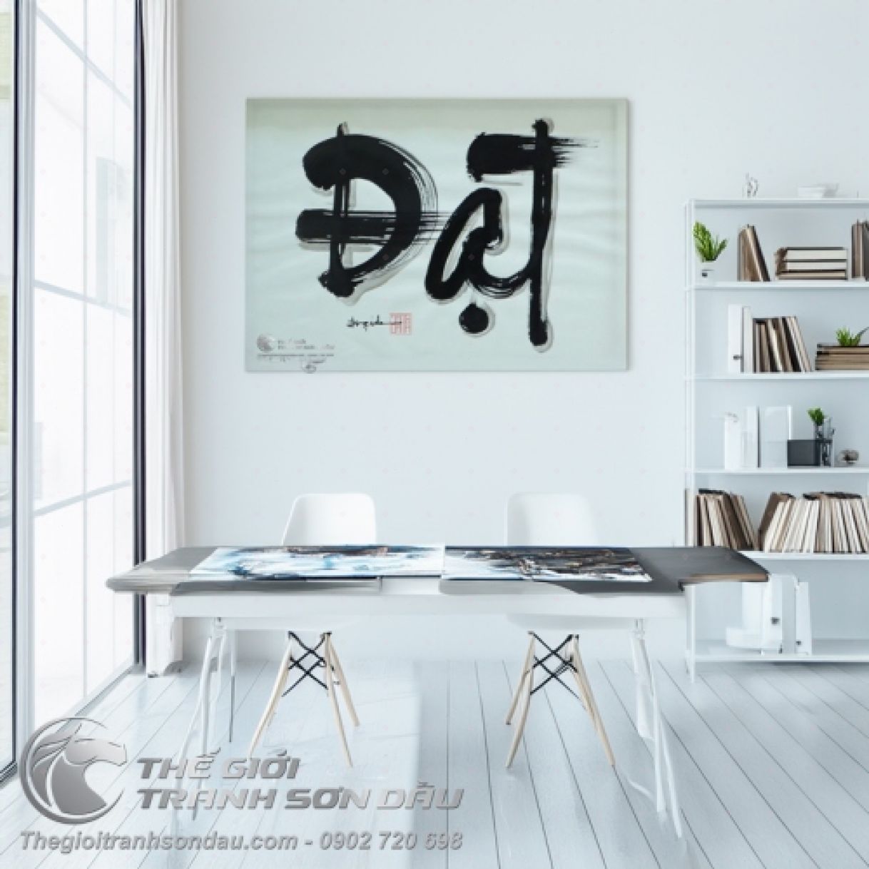 Tranh Thư Pháp Chữ Đạt Tặng Khai Trương Sơn Dầu Đa Kích Thước 