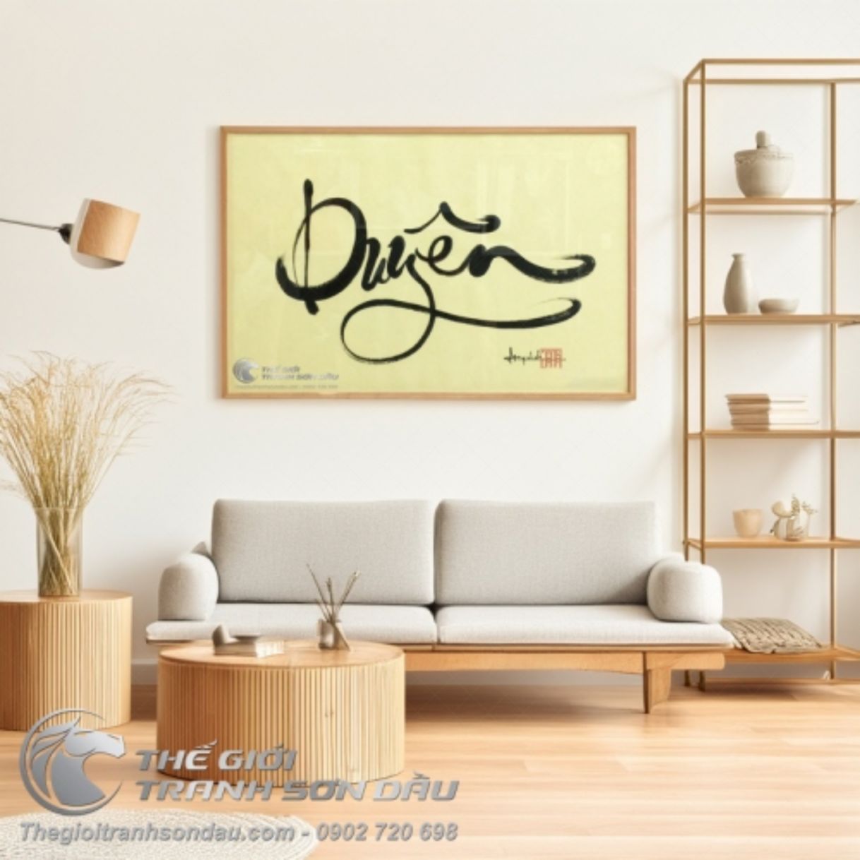 Tranh Thư Pháp Chữ Duyên Sơn Dầu Đa Sắc Tinh Tế 