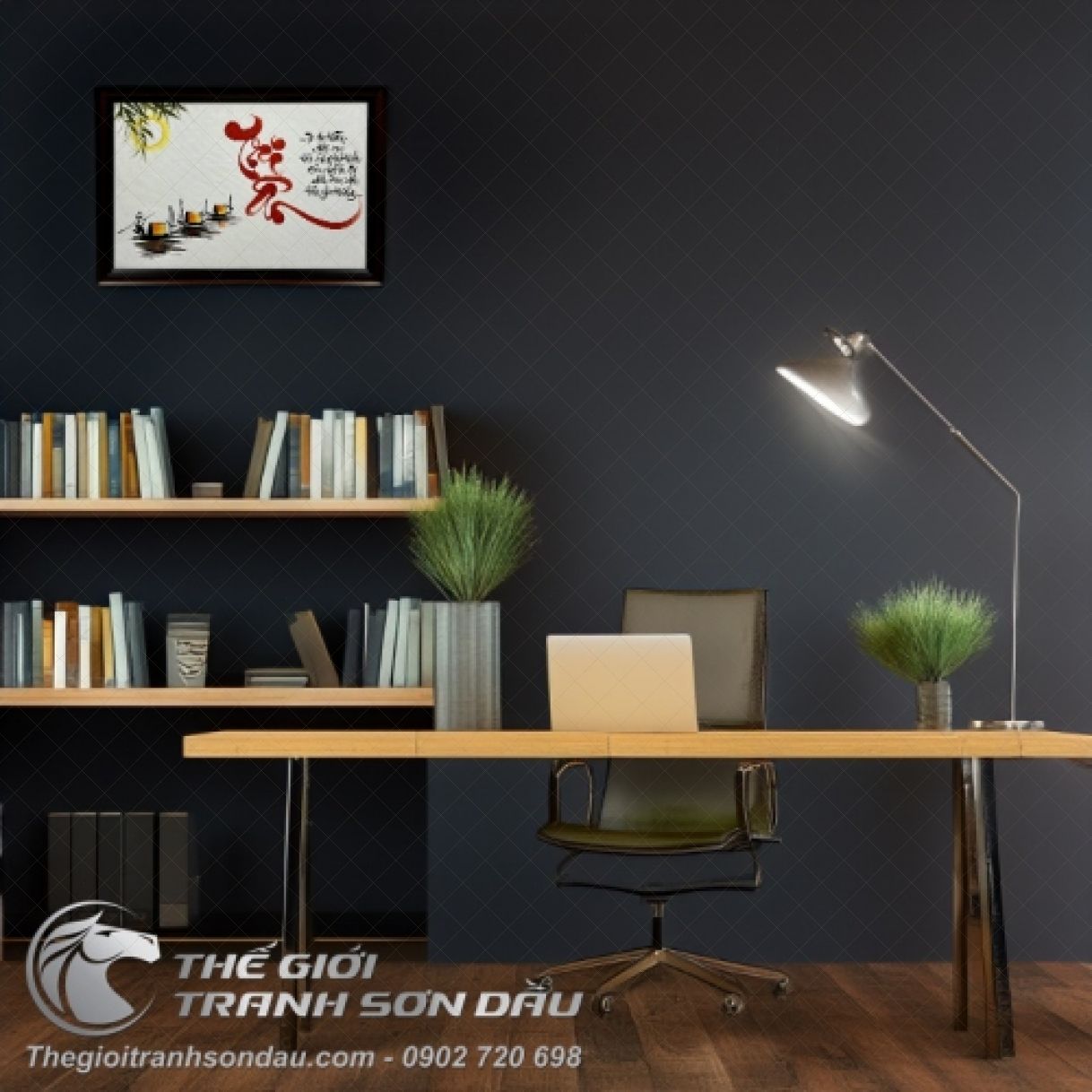 Tranh Sơn Dầu Thư Pháp Tri Ân Tặng Thầy Cô 40x60cm 