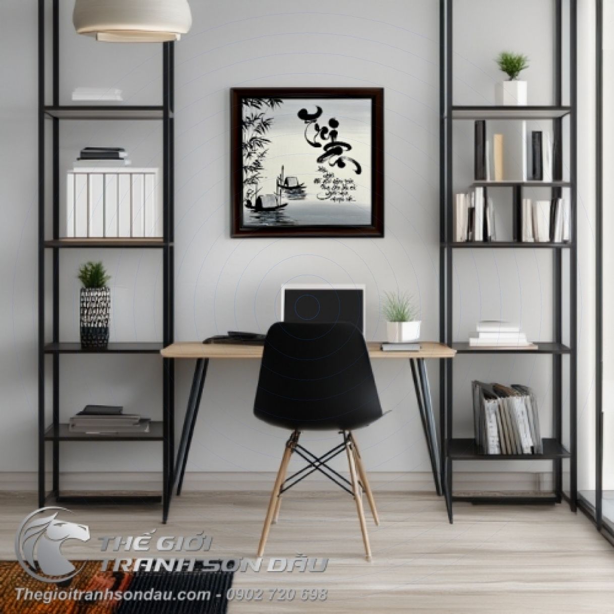 Tranh Thư Pháp Chữ Tri Ân Tặng Thầy Cô Sơn Dầu Đa Sắc 50x50cm 