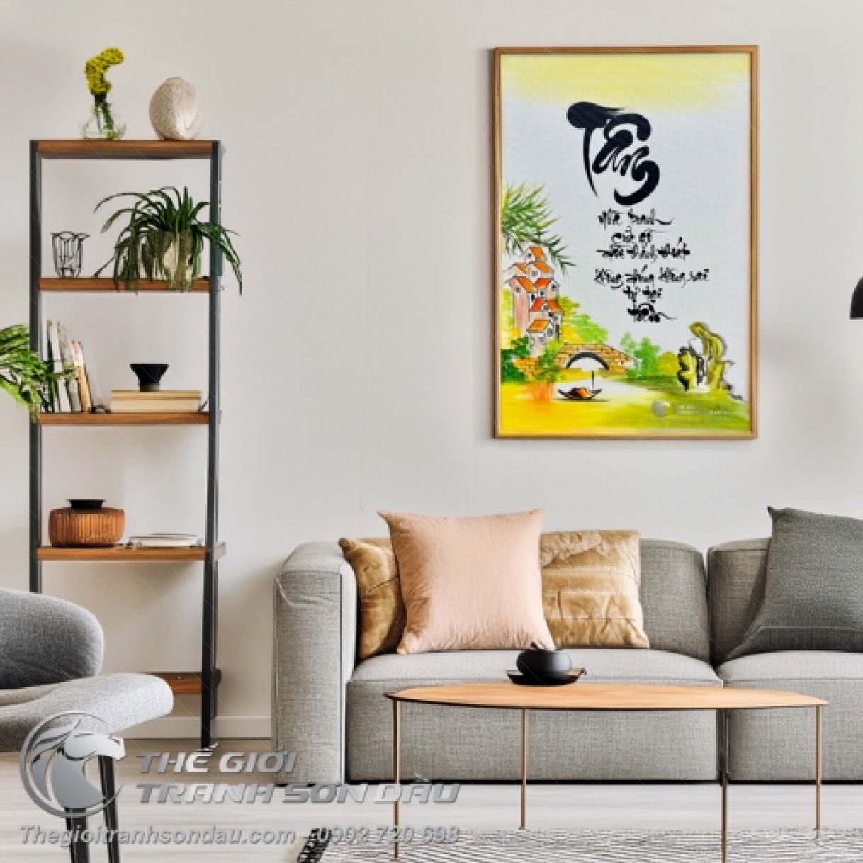 Tranh chữ tâm thư pháp nghệ thuật sơn dầu ý nghĩa 