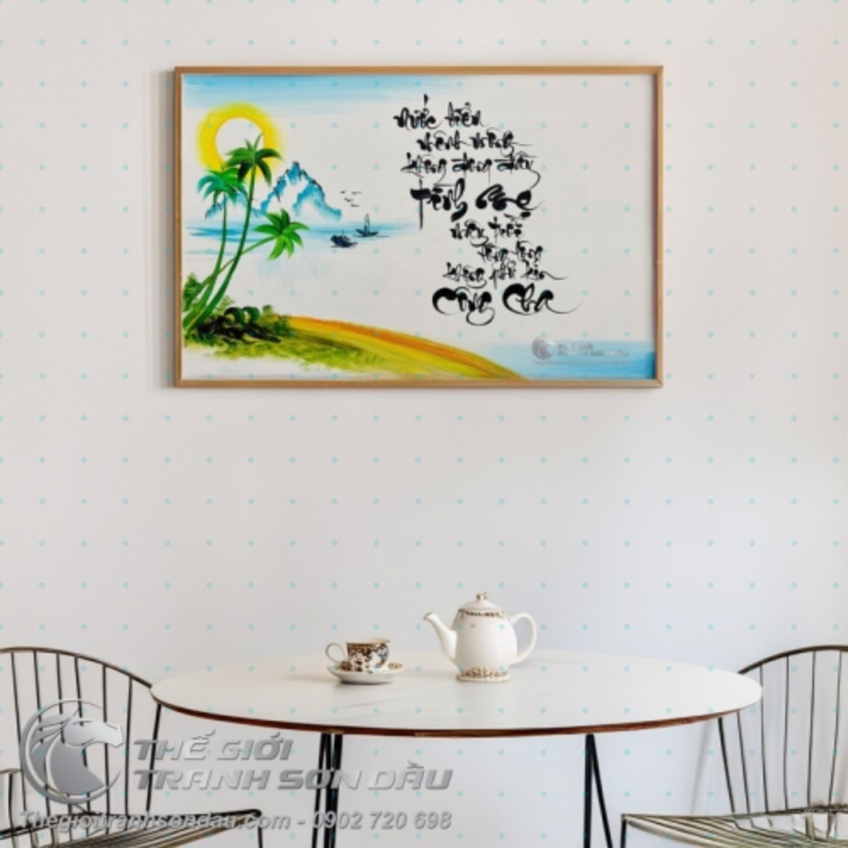 Tranh Thư Pháp Công Cha Nghĩa Mẹ Sơn Dầu 40x60cm Sang Trọng 