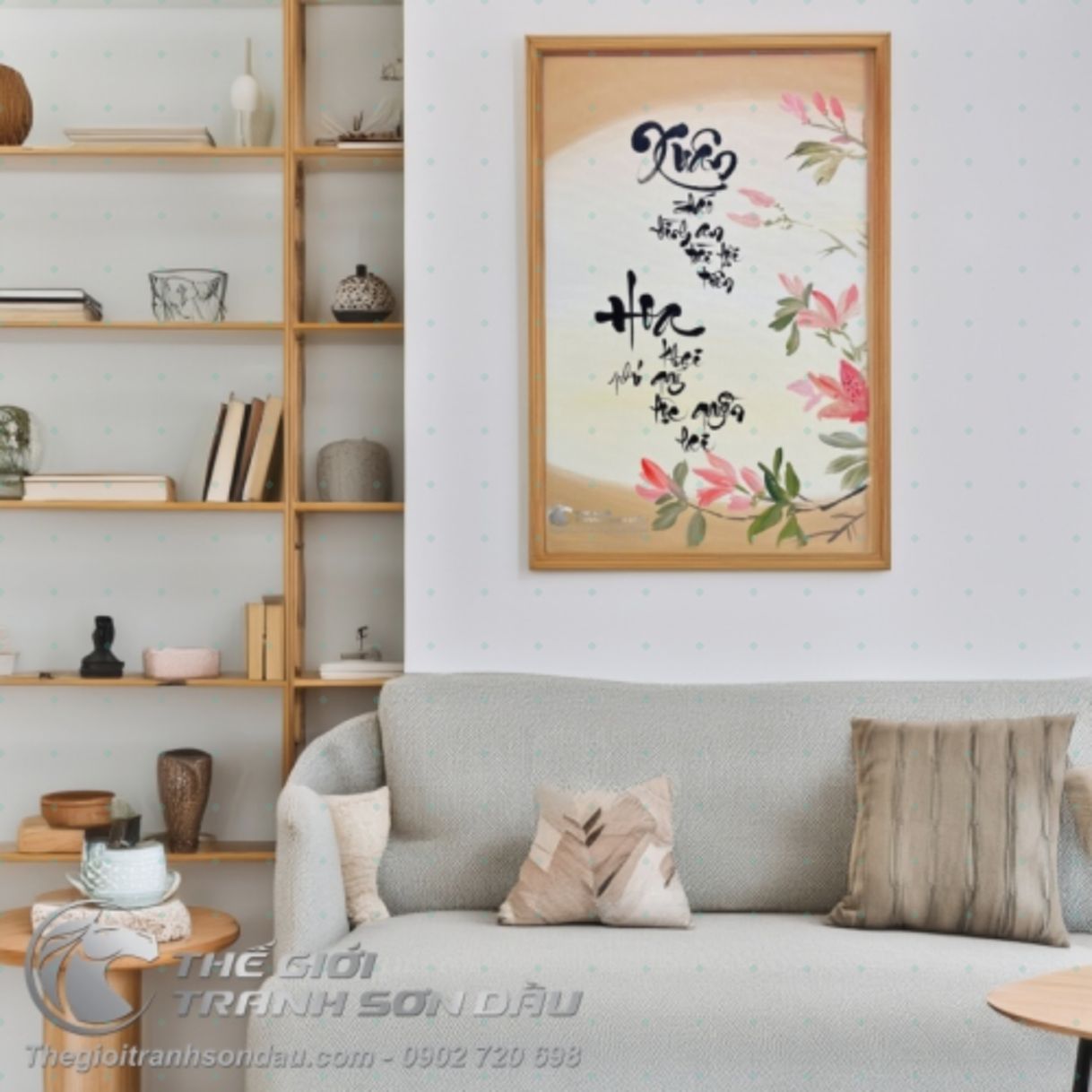 Tranh Sơn Dầu Chữ Xuân Mừng Năm Mới Đẹp Kích Thước 40x60cm 