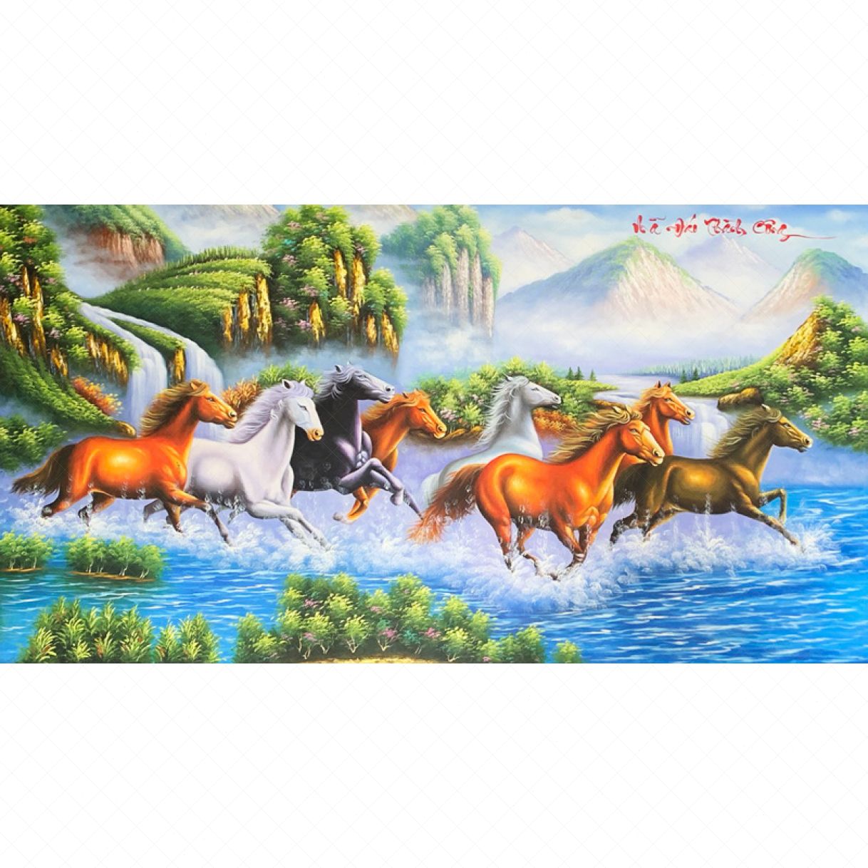 Tranh Mã Đáo Thành Công Canvas Sơn Dầu Vẽ Tay Khung Composite 