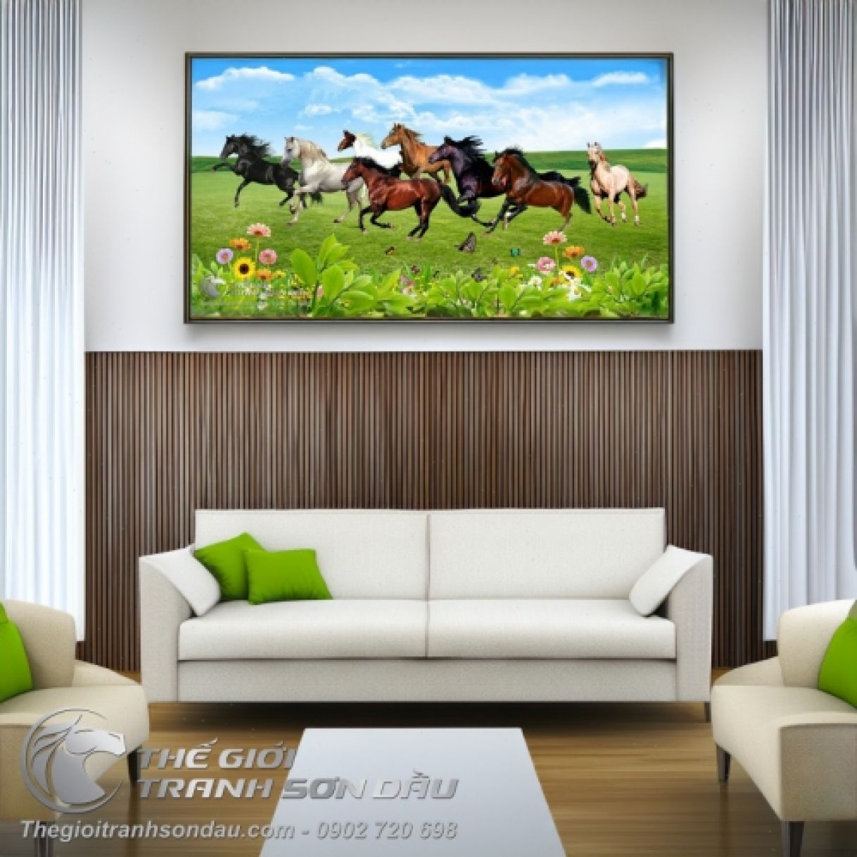 Tranh Sơn Dầu Mã Đáo Truy Phong 80x160cm Chất Lượng Cao 