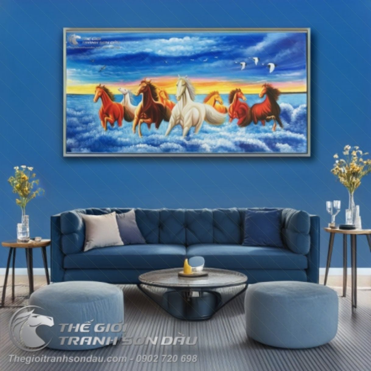 Tranh Mã Đáo Thành Công Hợp Mệnh Thủy 60x120cm Trang Trí 