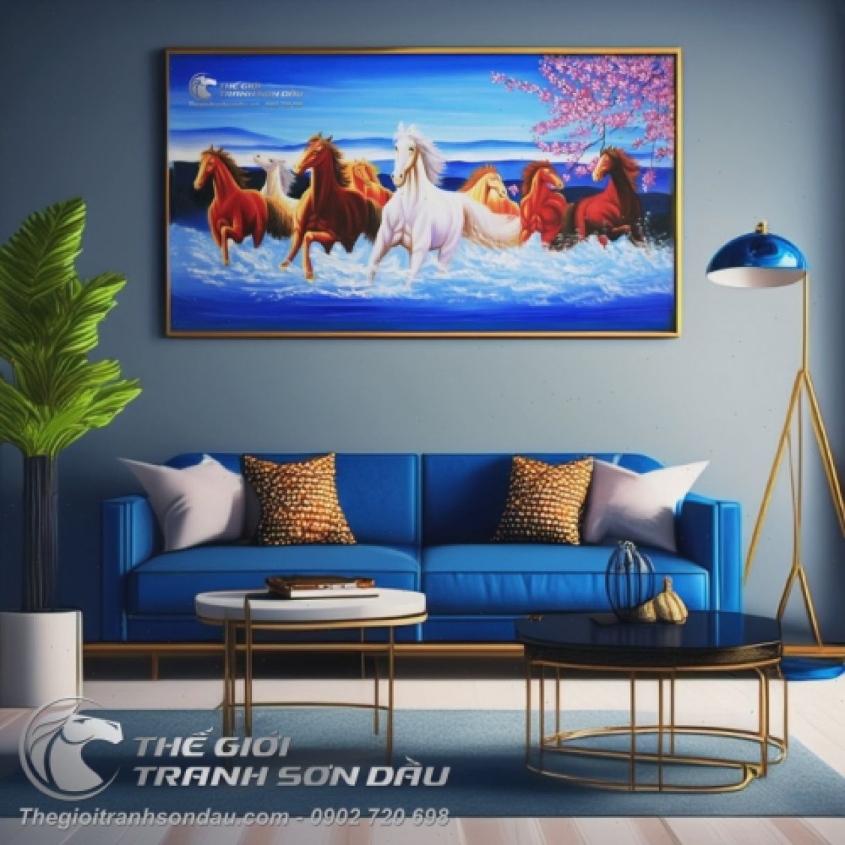 Tranh Sơn Dầu Mã Đáo Thành Công Quà Tặng Khai Trương Ý Nghĩa 