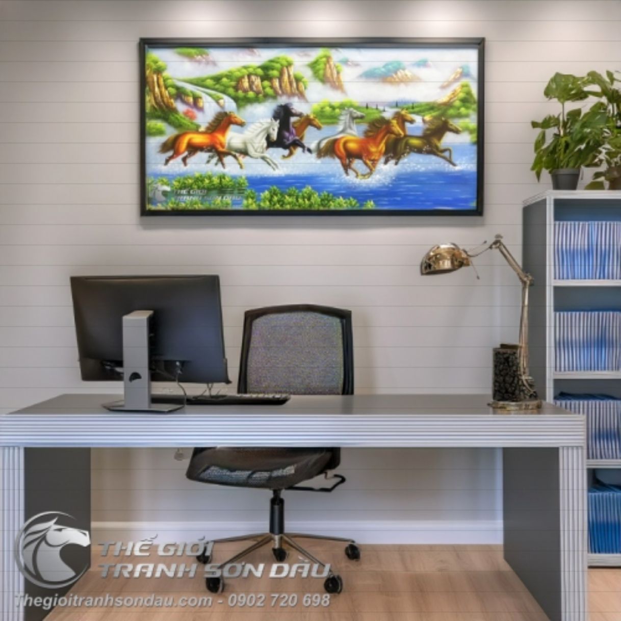 Tranh Sơn Dầu Ngựa Đẹp Tặng Tân Gia Khai Trương Đa Kích Thước 