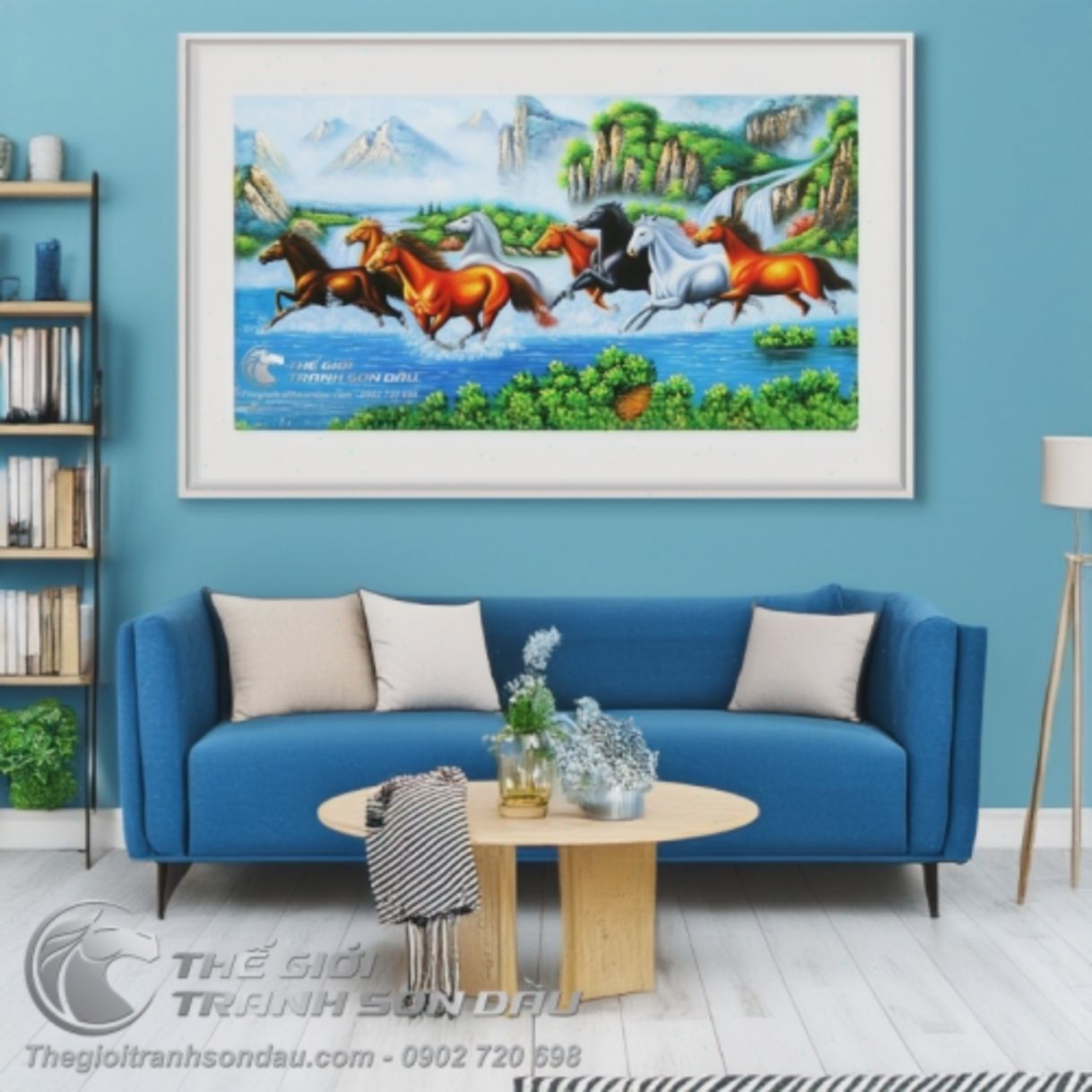 Tranh Vẽ Mã Đáo Thành Công Sơn Dầu 60x200cm Phong Thủy Tài Lộc 