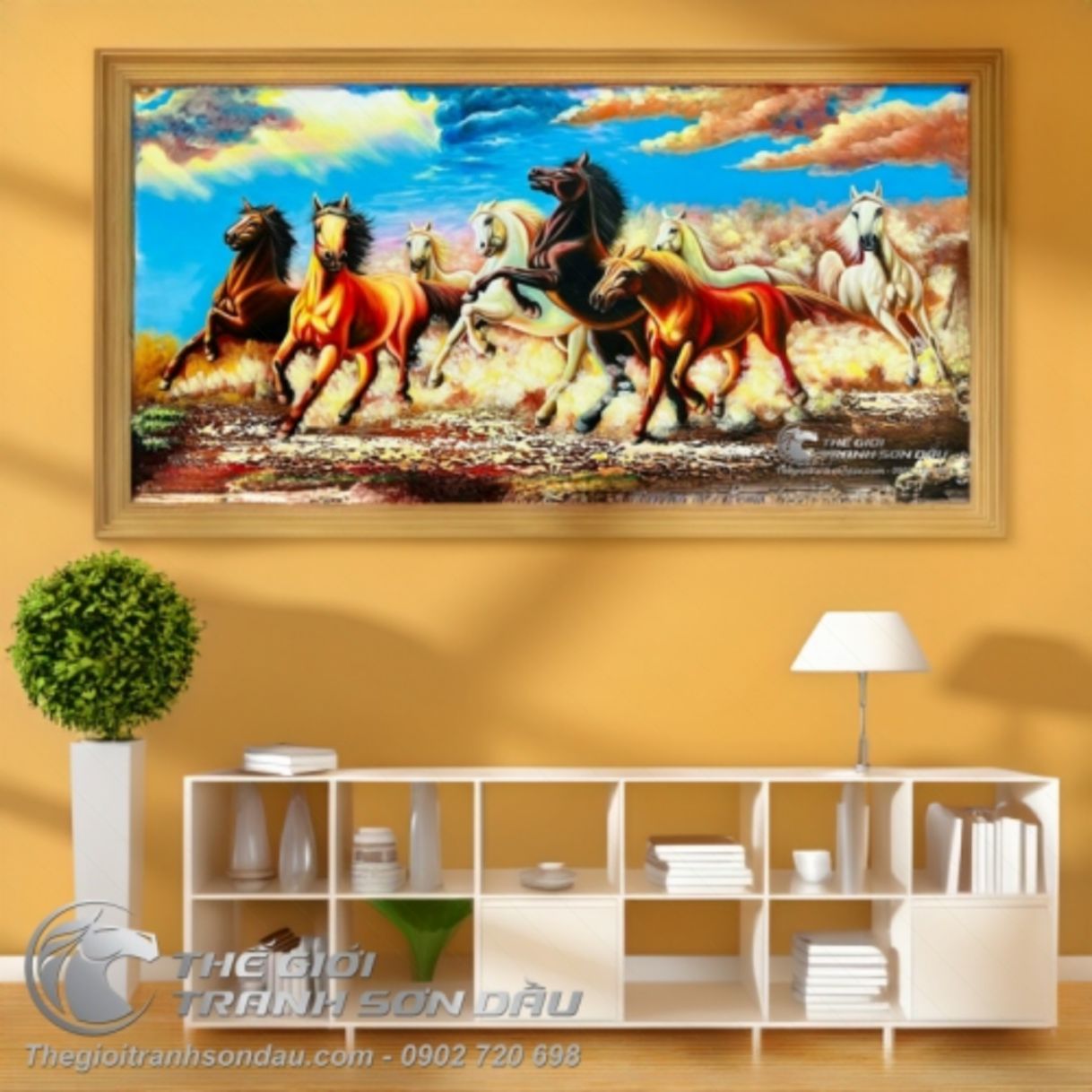 Tranh Treo Tường Bát Mã Đạp Bình Thập Tuyệt 60x120cm 