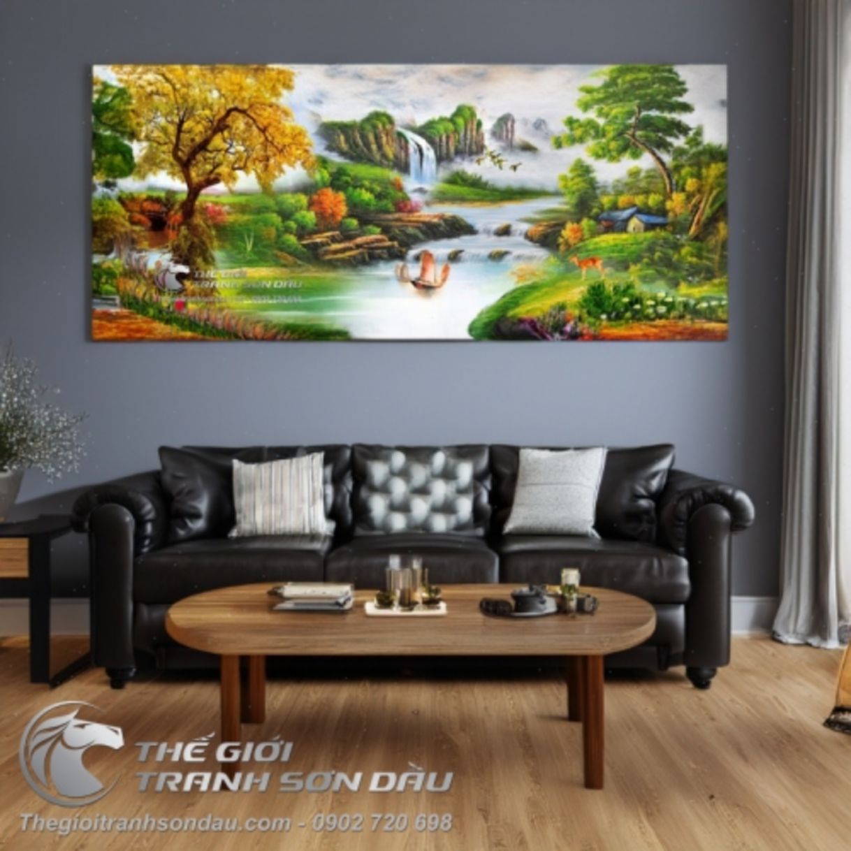 Tranh Thuyền Buồm Thiên Nhiên Sơn Dầu Khổ 80x180cm 