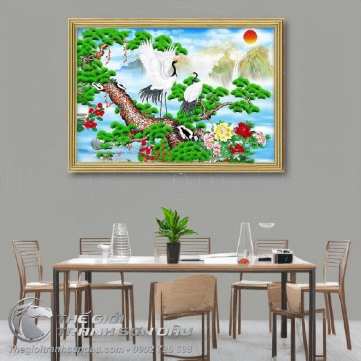 Tranh Thiên Nhiên Hoang Dã Chim Hạc Sơn Dầu 60x90cm 