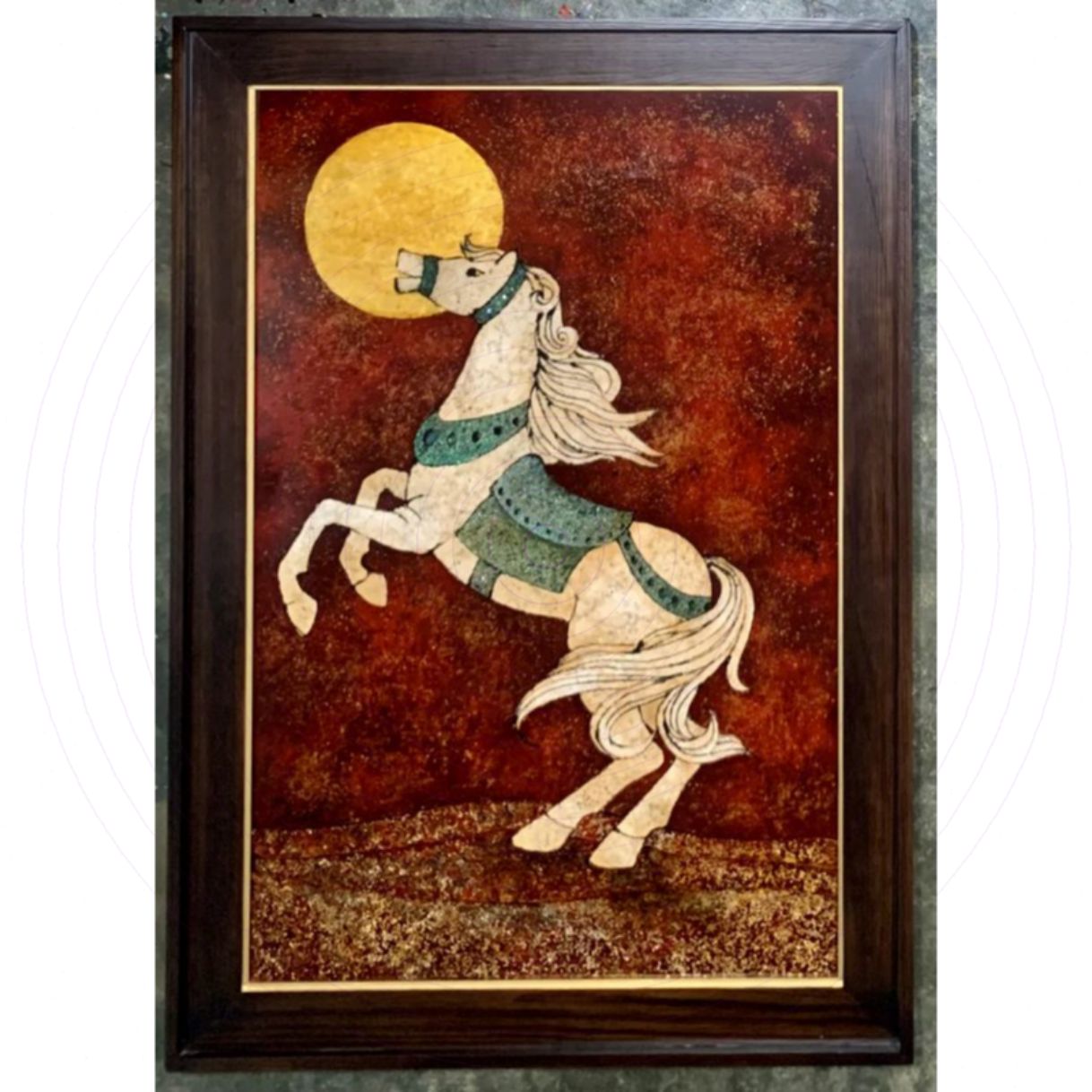 Tranh Quà Tặng Tuấn Mã Sơn Mài Độc Bản 60x90cm 