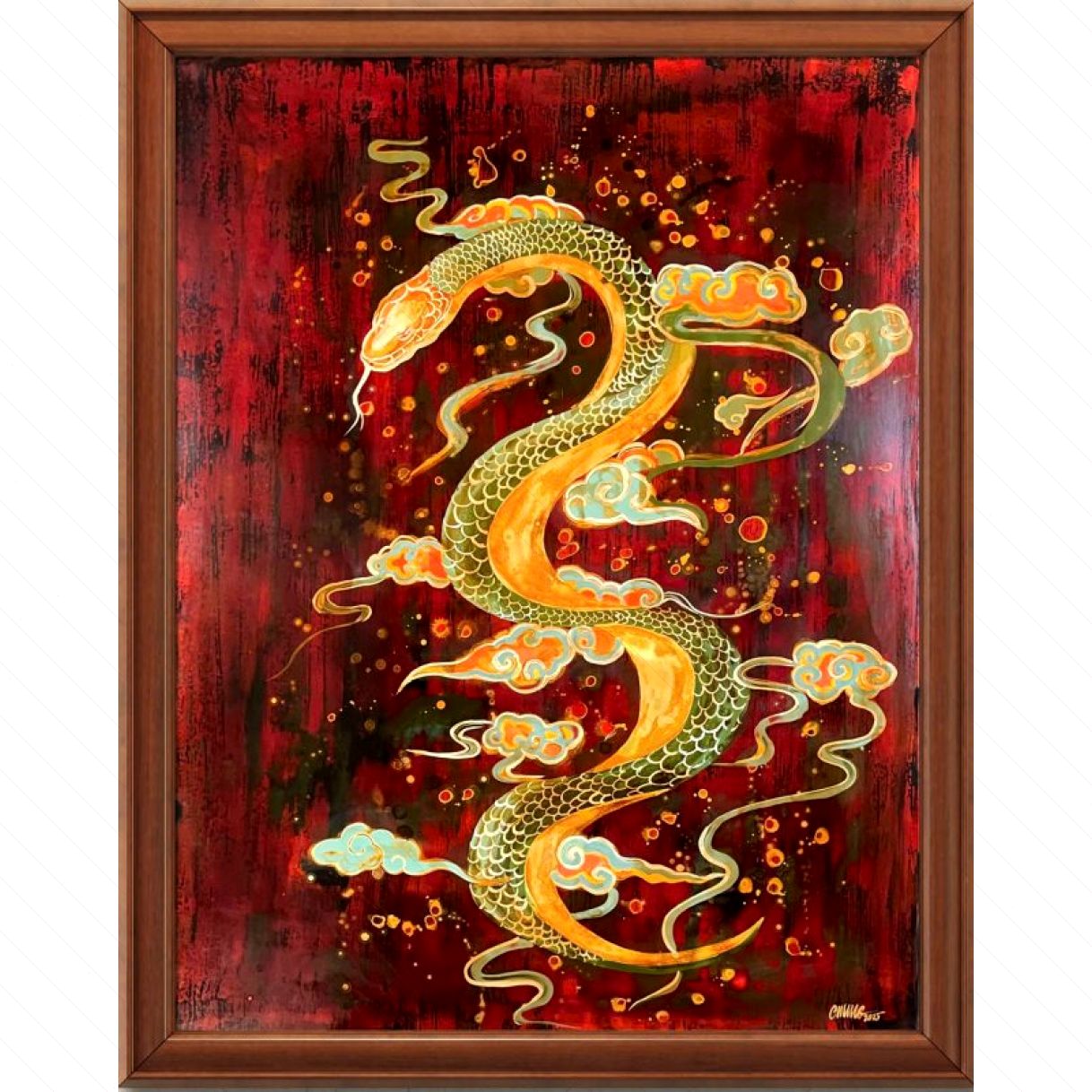 Tranh Sơn Mài Rồng Rắn Lên Mây 60x80cm Tinh Xảo, Sang Trọng 