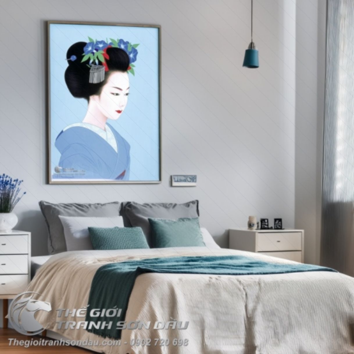 Tranh Thiếu Nữ Nhật Bản Sơn Dầu Các Kích Thước Lớn 