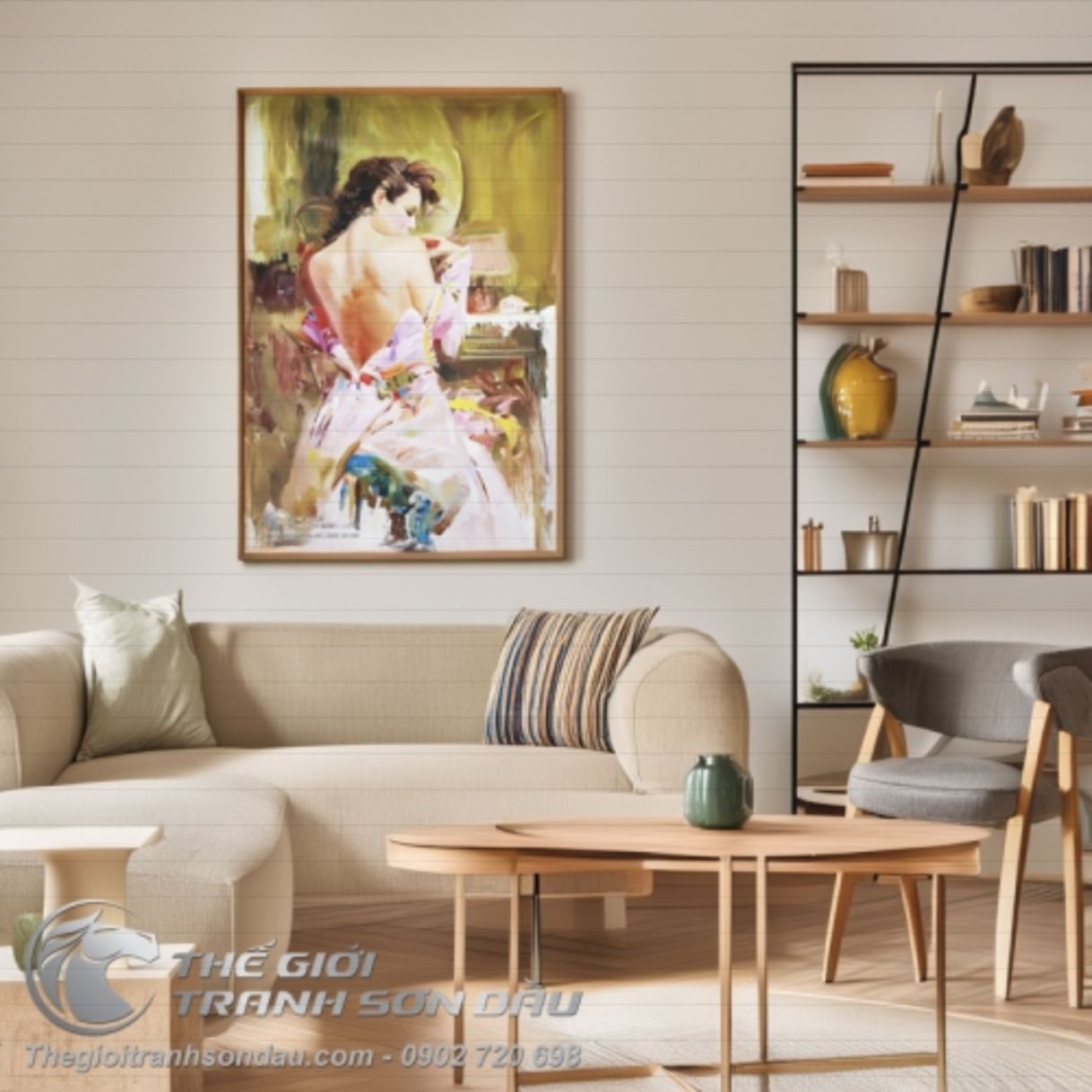 Tranh Sơn Dầu Cô Gái Bán Khỏa Thân Quyến Rũ Đa Màu 