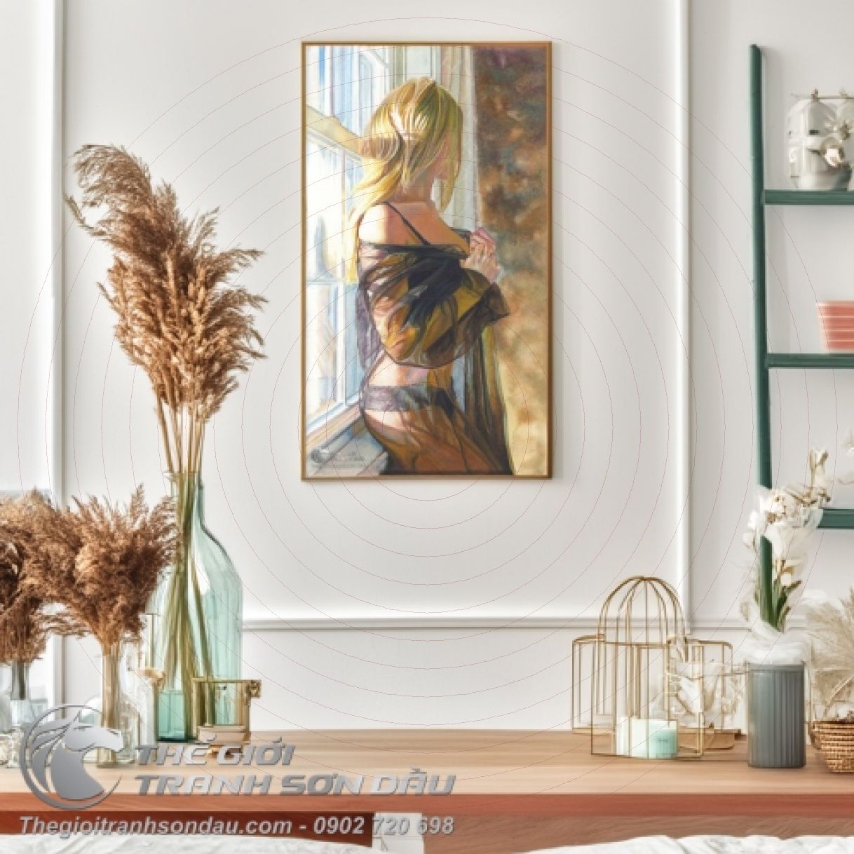 Tranh Chân Dung Thiếu Nữ Khỏa Thân Sơn Dầu 60x90cm 