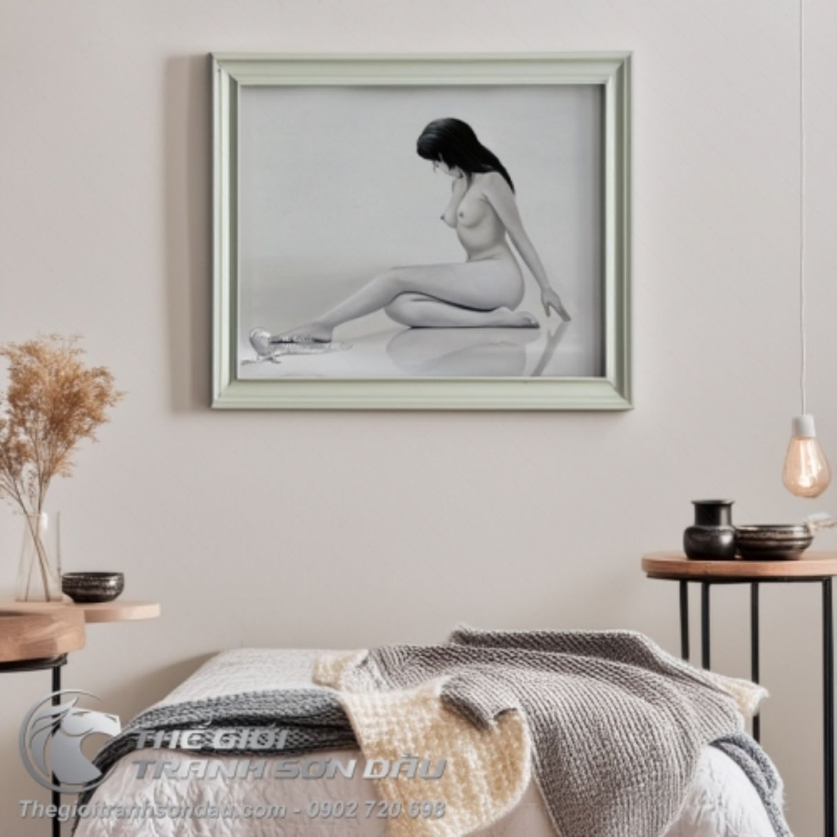 Tranh Khỏa Thân Thiếu Nữ Sơn Dầu 50x60cm Màu Sắc Đa Dạng 