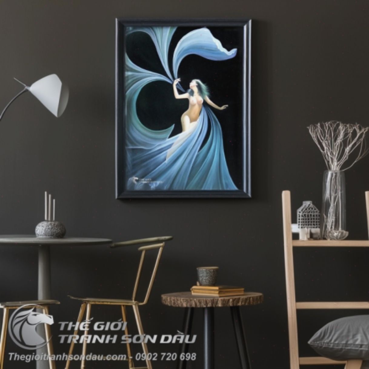 Tranh Khỏa Thân Cô Gái Bay Sơn Dầu 60x90cm Màu Sắc Đa Dạng 