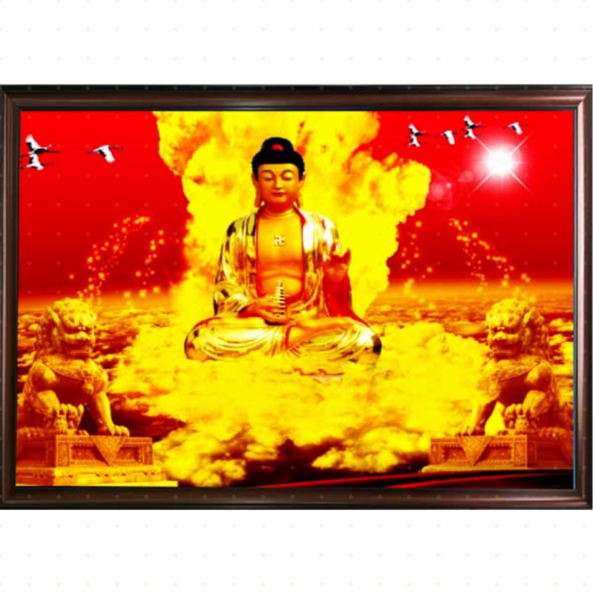 Tranh A Di Đà Phật ngồi sơn dầu vải bố chuẩn gallery 