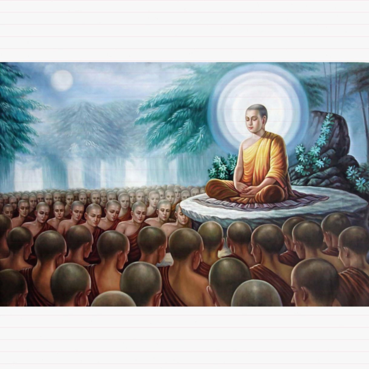 Tranh Bổn Sư Thích Ca Thuyết Giảng Phật Pháp Sơn Dầu Canvas 