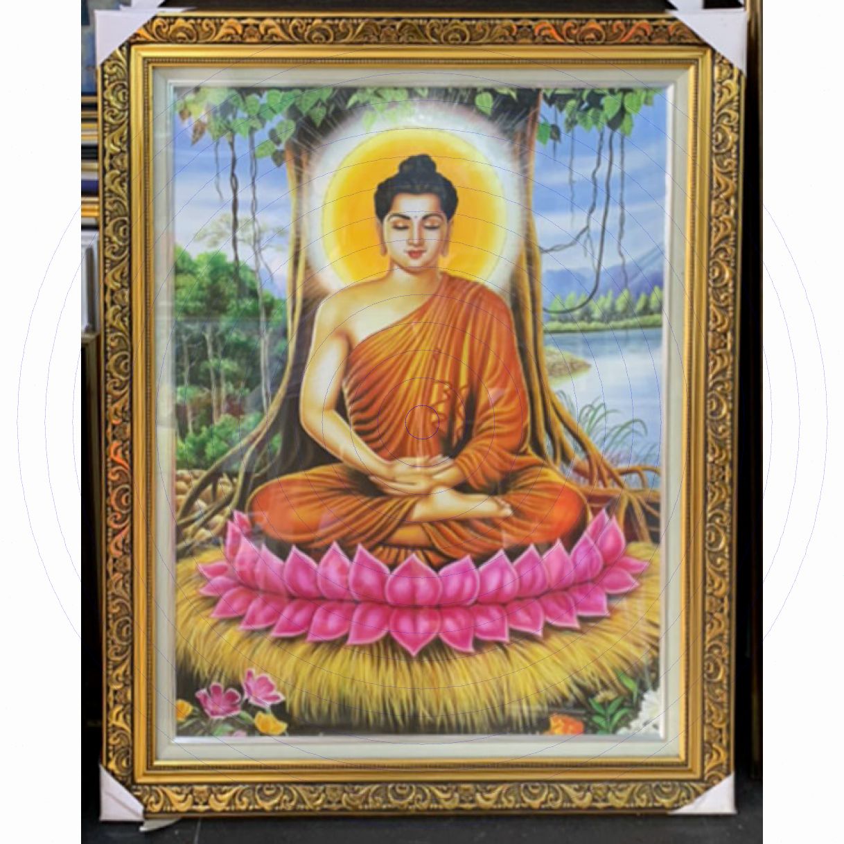 Tranh Bổn Sư Thích Ca Sơn Dầu Vẽ Tay Canvas Khung Gỗ Import 