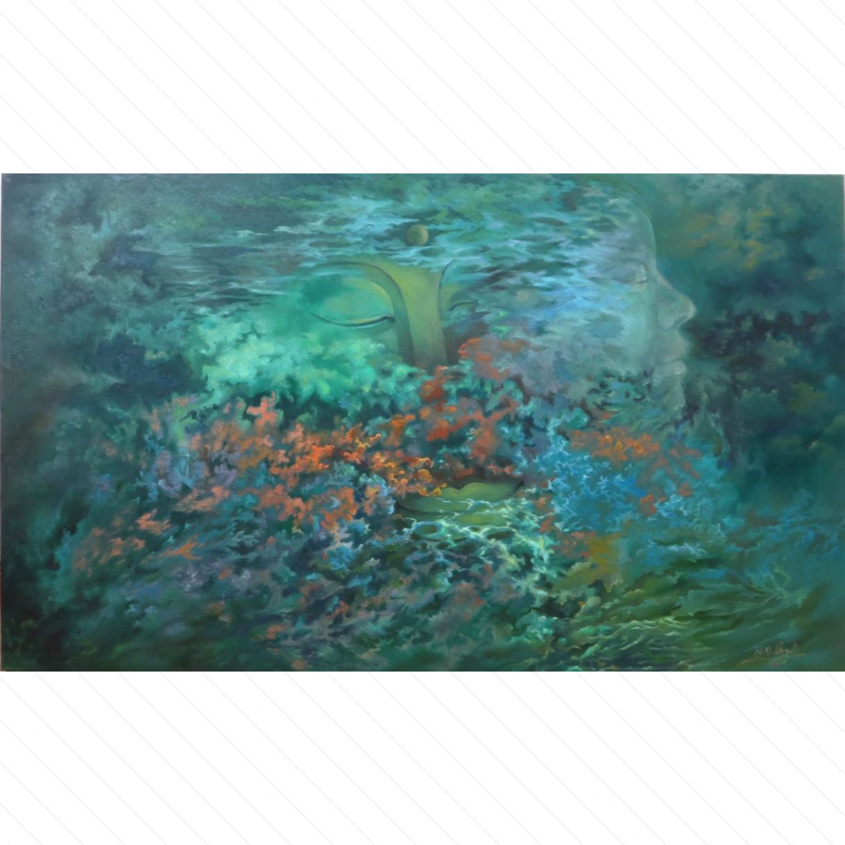 Tranh Đức Lâm Giác Ngộ Sơn Dầu 90x150cm Nghệ Thuật Độc Bản 