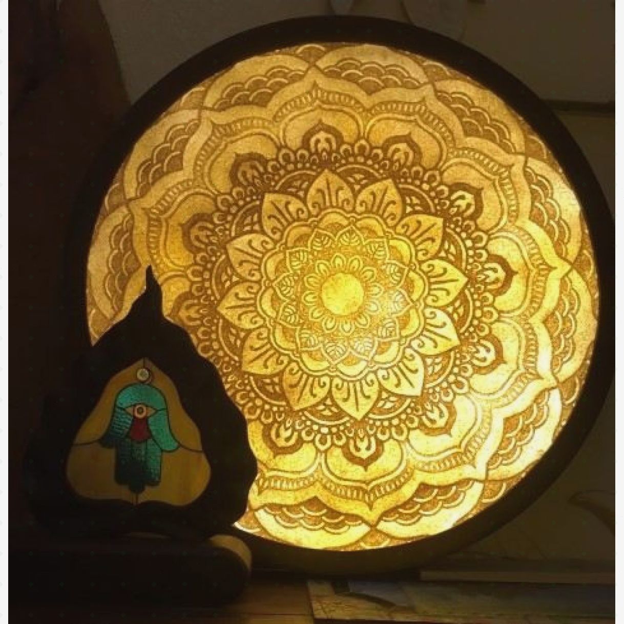 Tranh Phật giáo mandala xơ dừa thủ công nghệ thuật độc đáo 