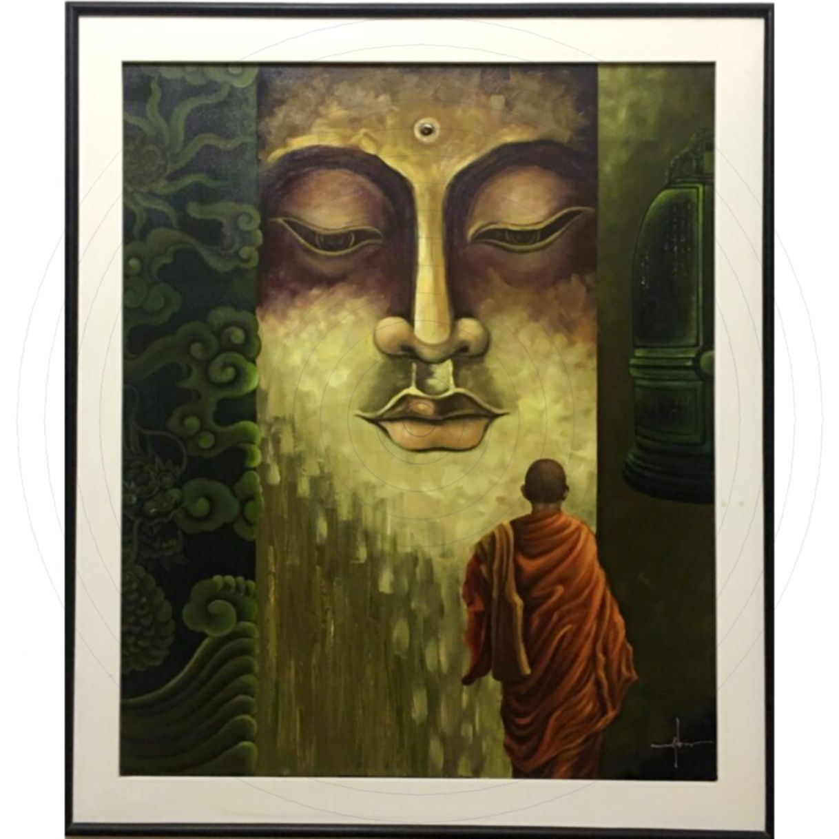 Tranh Phật Giáo Zen Thiền Sơn Dầu 100x120cm Tượng Phật 