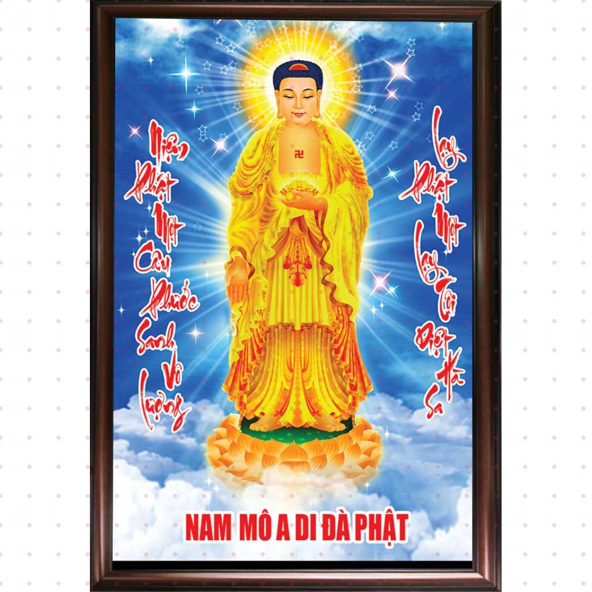 Tranh Phật A Di Đà Sơn Dầu 60x90cm Tác Phẩm Phong Thủy 