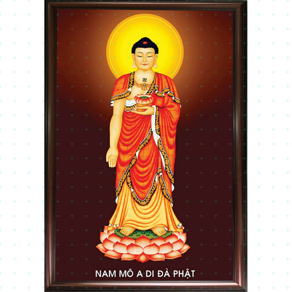 Tranh Phật A Di Đà Sơn Dầu Canvas Khung Composite Hàn Quốc 