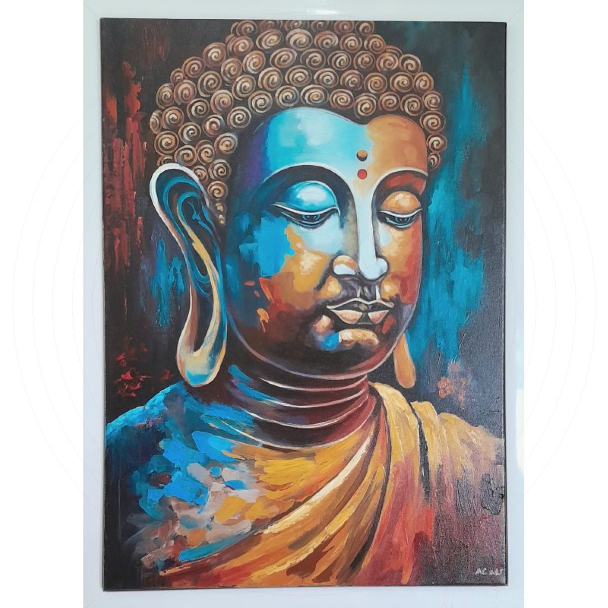 Tranh Phật Giáo mô phật acrylic trên canvas 50x70cm sáng tác 2023 