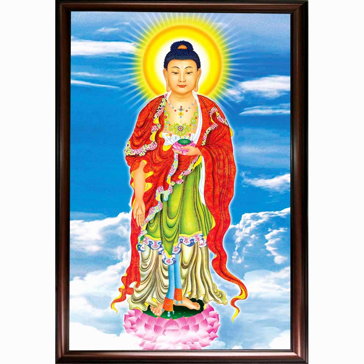Tranh Sơn Dầu Phật A Di Đà 60x90cm Vải Canvas Nhập Khẩu 