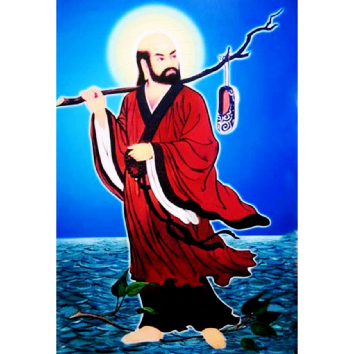 Tranh Phật Tổ Sư Đạt Ma Sơn Dầu 60x90cm Canvas 