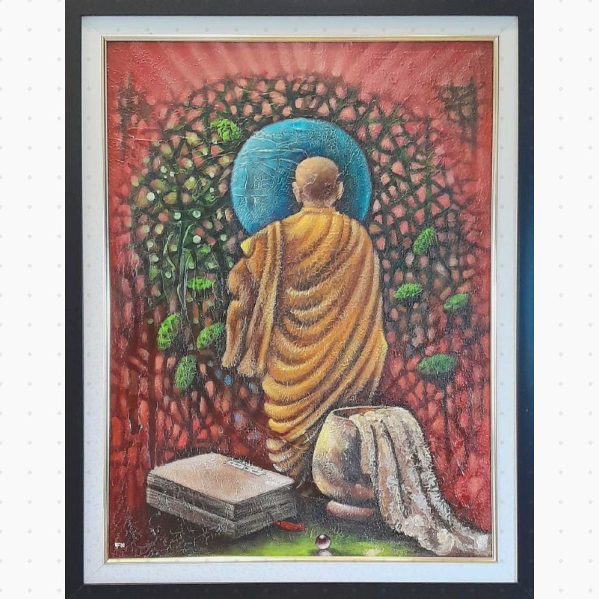 Tranh Sơn Dầu Phật Giáo Nhập Thế 60x80cm Họa Sĩ Độc Bản 